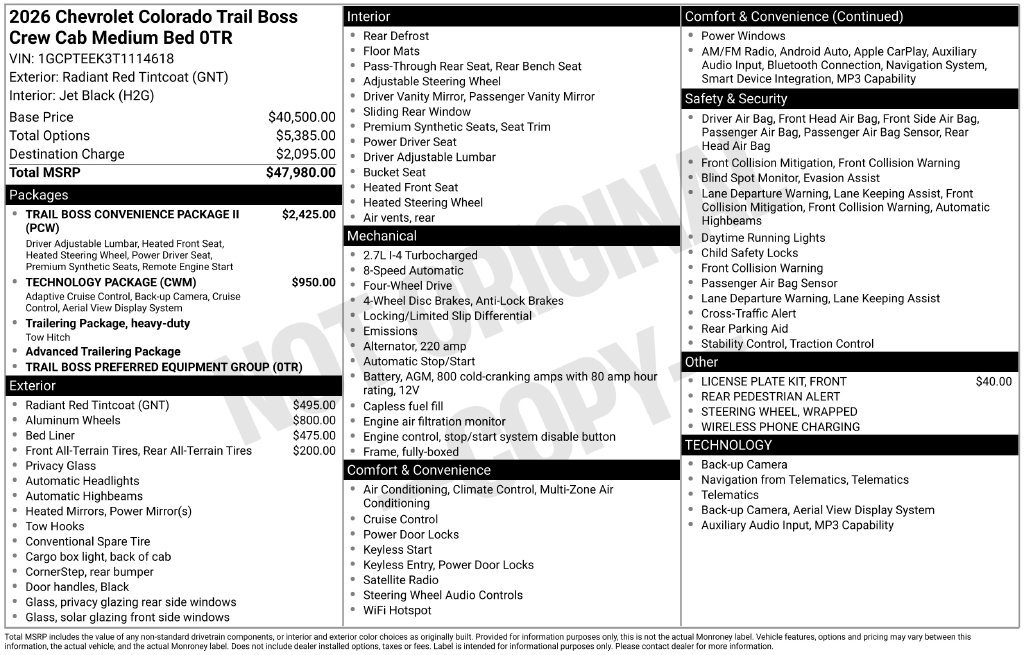 Certified 2026 Chevrolet Colorado Trail Boss AWD/4WD image 4