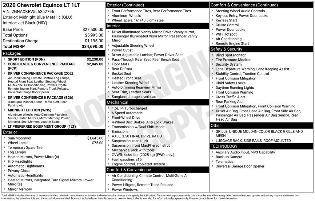 Used 2020 Chevrolet Equinox LT w/ Sport Edition image 1