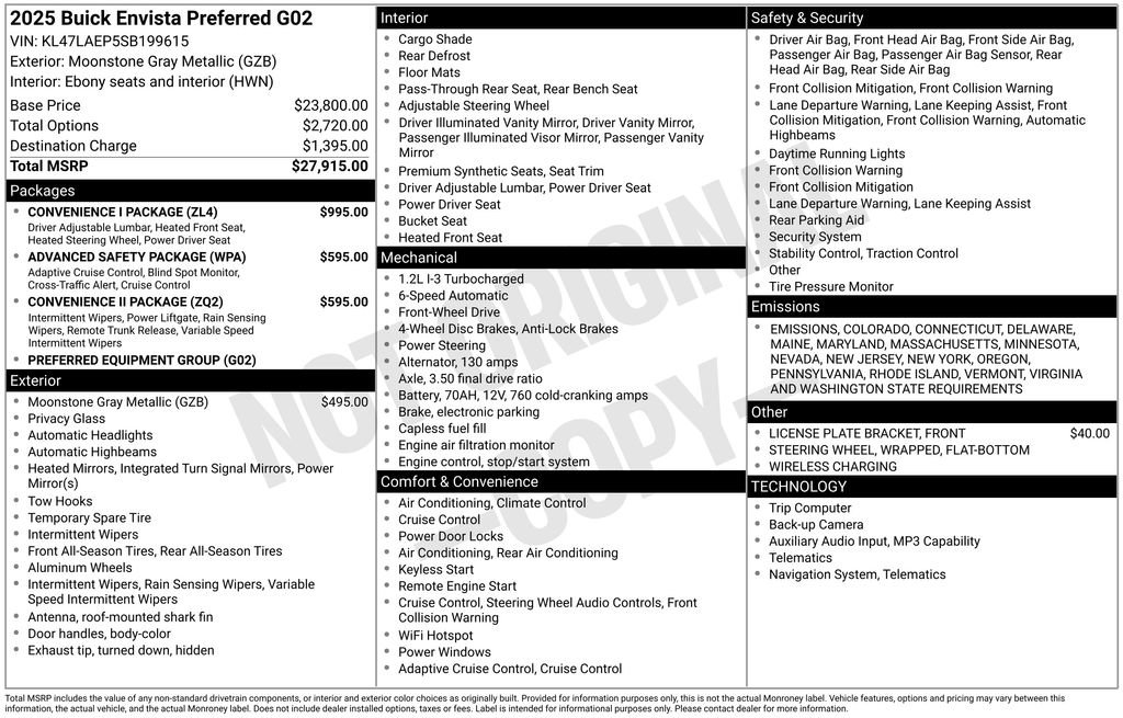 New 2025 Buick Envista Preferred w/ Convenience I Package image 6