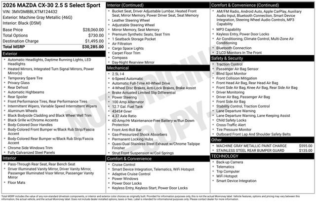 Used 2026 MAZDA CX-30 AWD 2.5 S w/ Select Sport Pkg image 36