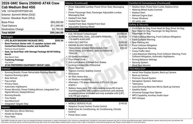 New 2026 GMC Sierra 2500 AT4X w/ LPO, Black Badging Package AWD/4WD image 24