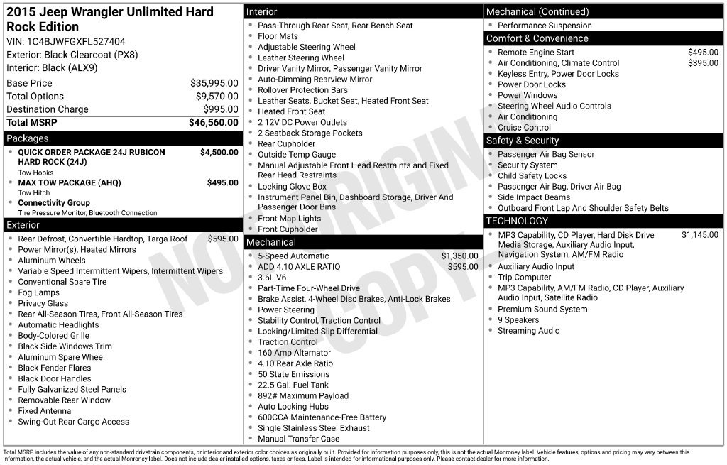 Used 2015 Jeep Wrangler Unlimited Rubicon AWD/4WD image 2