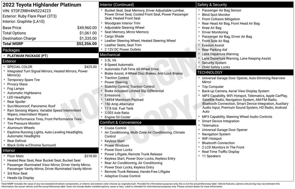 Used 2022 Toyota Highlander Platinum AWD/4WD image 7