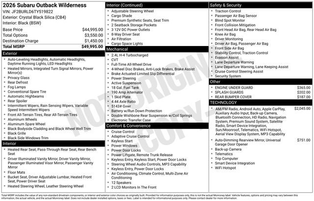 Certified 2026 Subaru Outback Wilderness AWD/4WD image 38