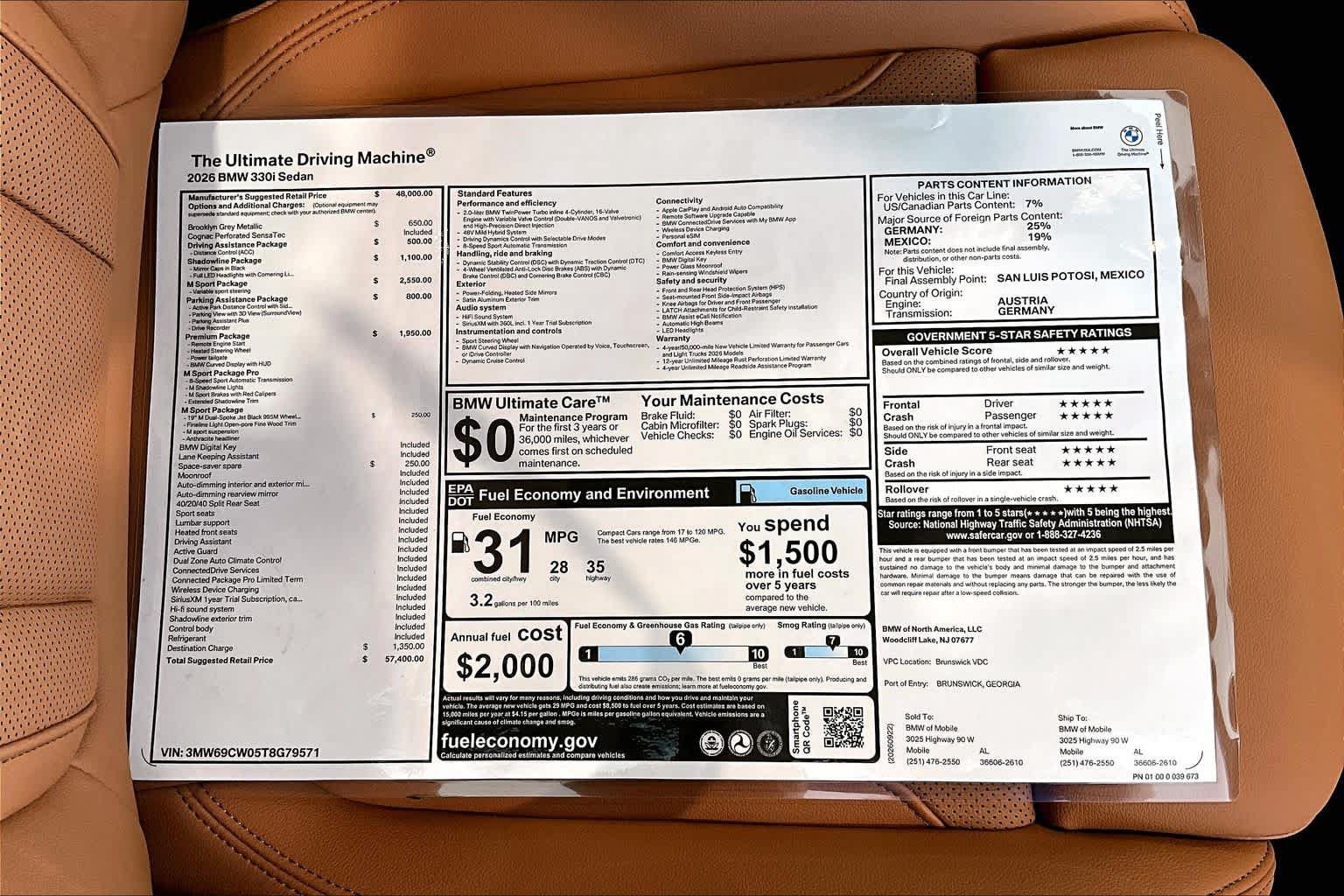 New 2026 BMW 330i Sedan w/ M Sport Package RWD image 20