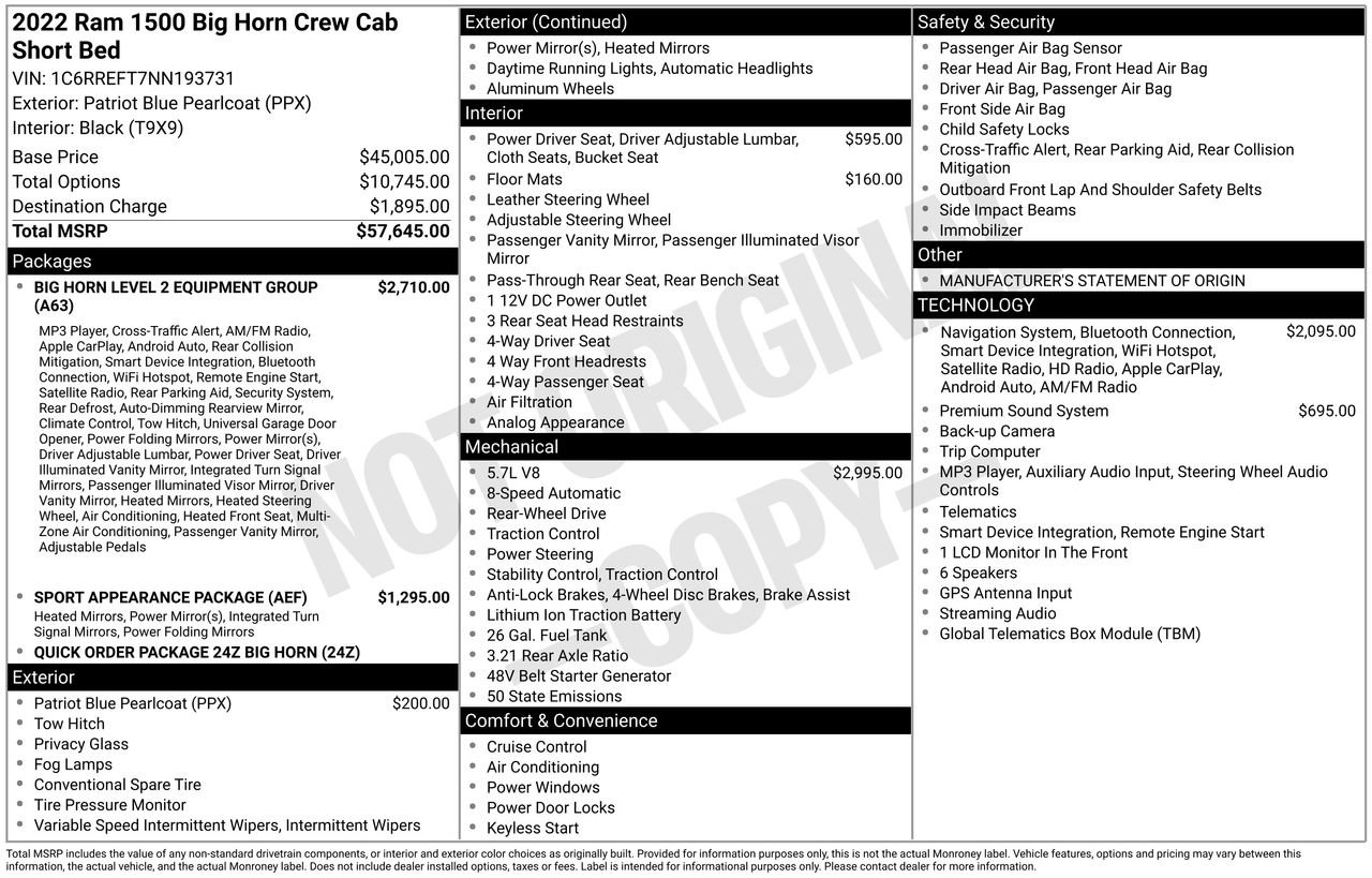 Used 2022 RAM 1500 Big Horn RWD image 55