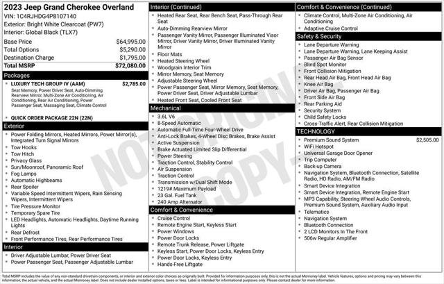 Certified 2023 Jeep Grand Cherokee Overland w/ Luxury Tech Group IV AWD/4WD image 3