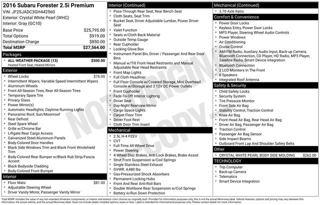 Used 2016 Subaru Forester 2.5i Premium w/ All-Weather Package image 22