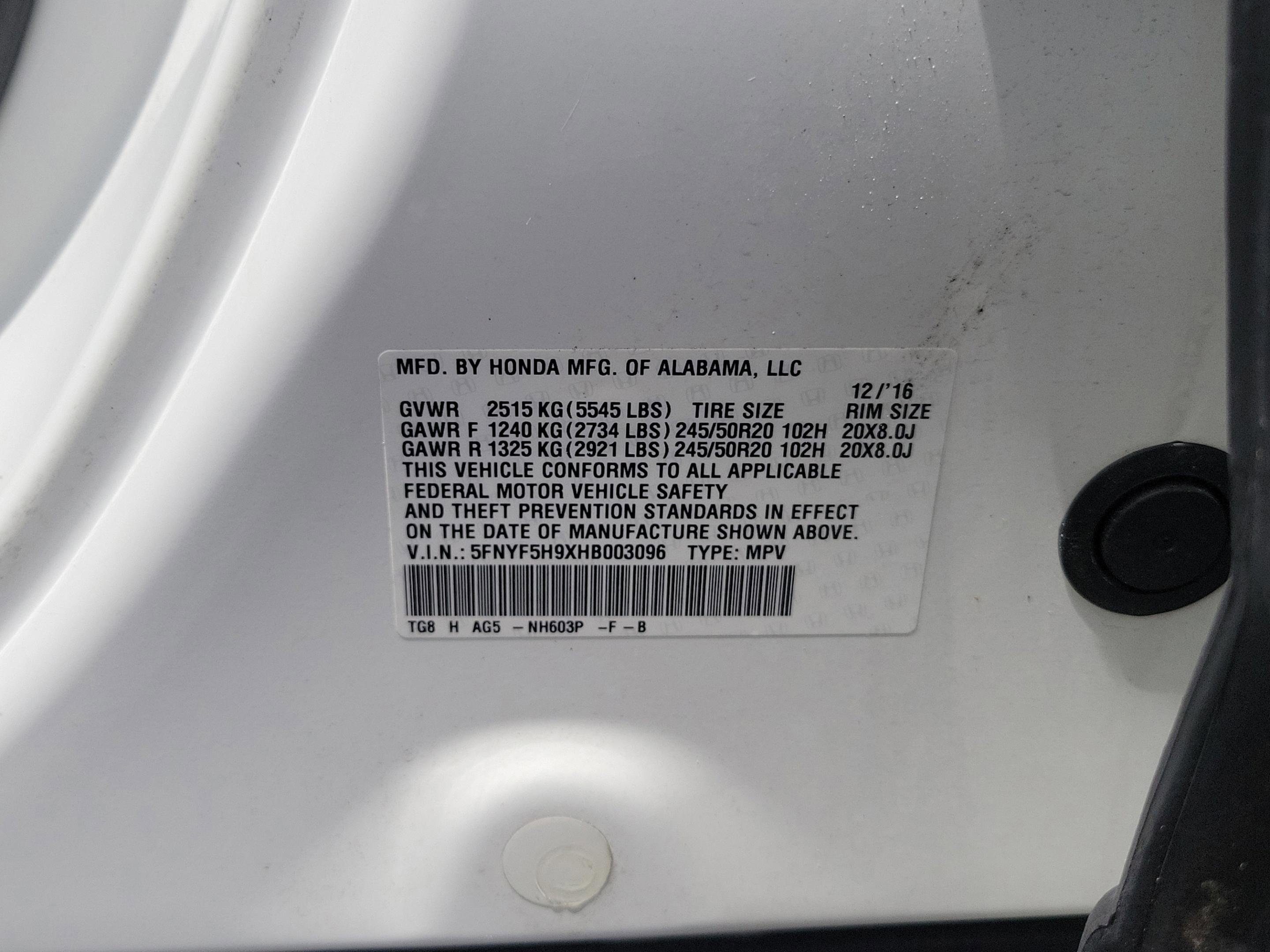 Certified 2017 Honda Pilot Touring image 37