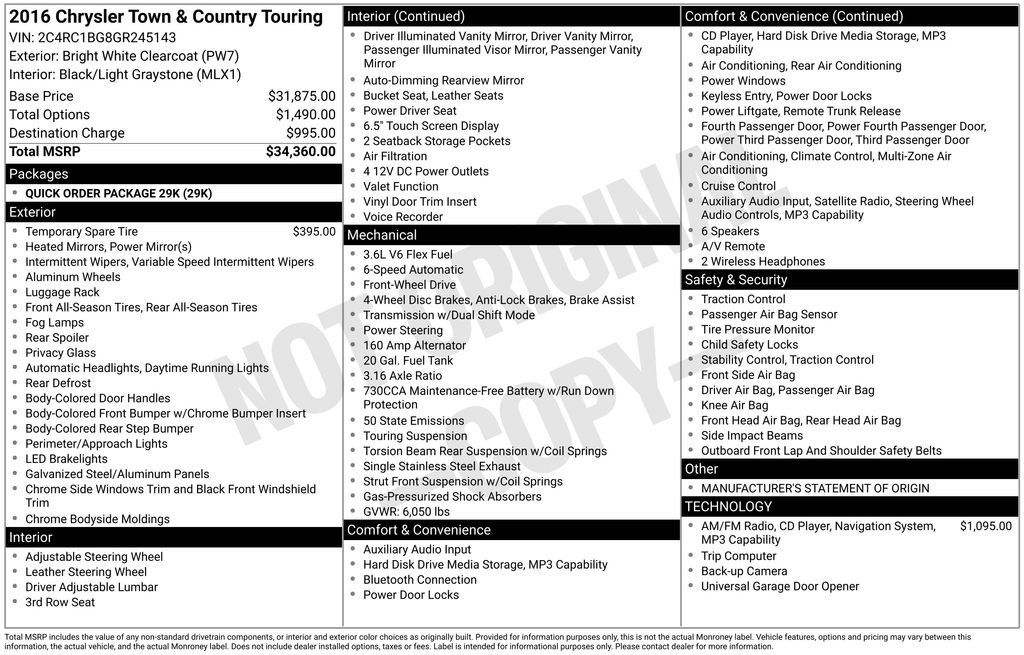 Used 2016 Chrysler Town & Country Touring FWD image 28