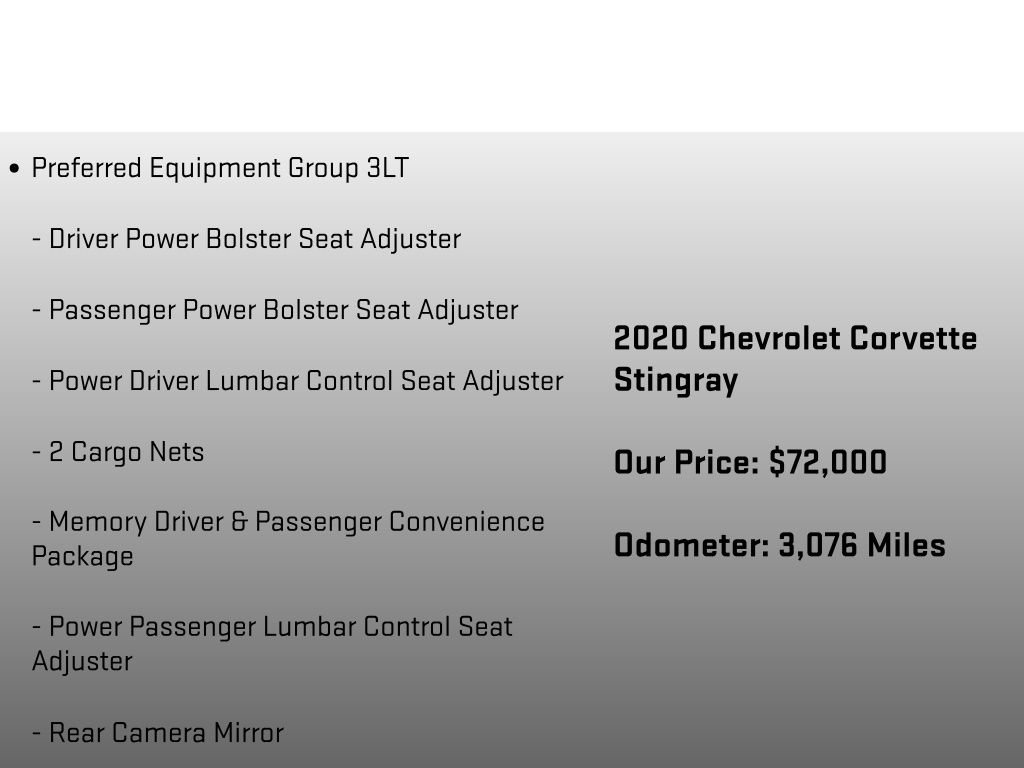 Used 2020 Chevrolet Corvette Stingray Premium Cpe w/ 3LT Preferred Equipment Group image 6