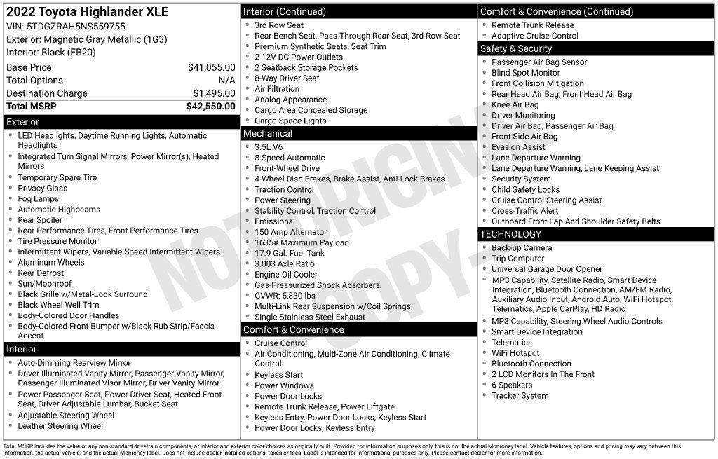 Used 2022 Toyota Highlander XLE FWD image 49