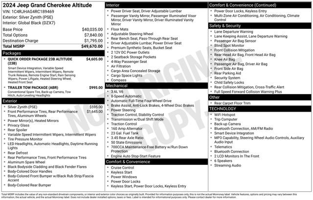 Used 2024 Jeep Grand Cherokee Altitude AWD/4WD image 21