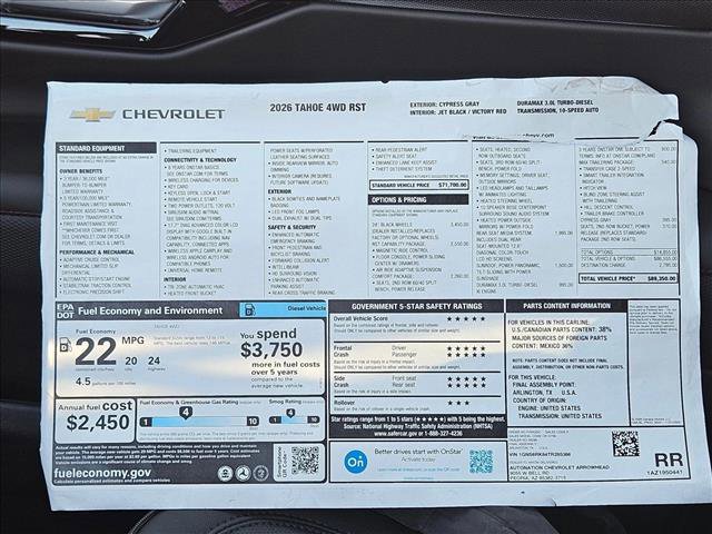 New 2026 Chevrolet Tahoe RST w/ RST Capability Package image 16