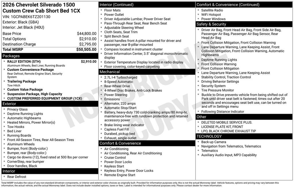 Certified 2026 Chevrolet Silverado 1500 Custom w/ Rally Edition RWD image 33