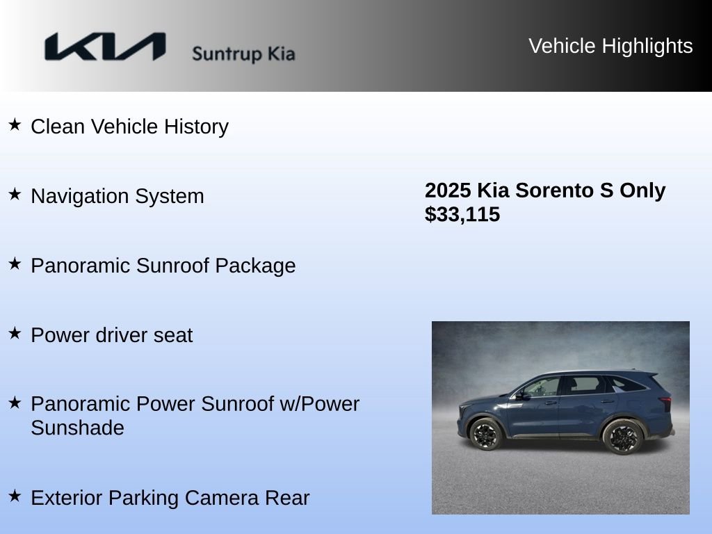 Used 2025 Kia Sorento S w/ Panoramic Sunroof Package image 8