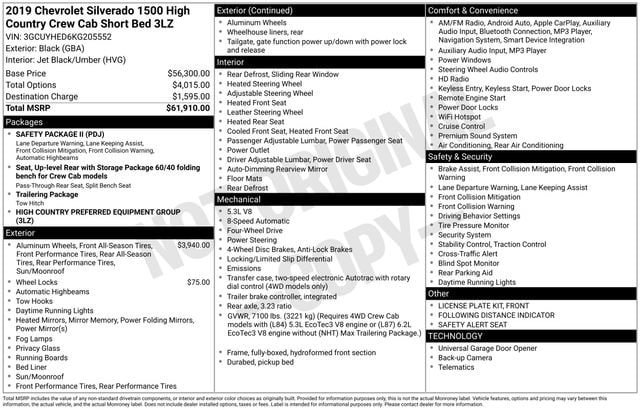 Certified 2019 Chevrolet Silverado 1500 High Country AWD/4WD image 36