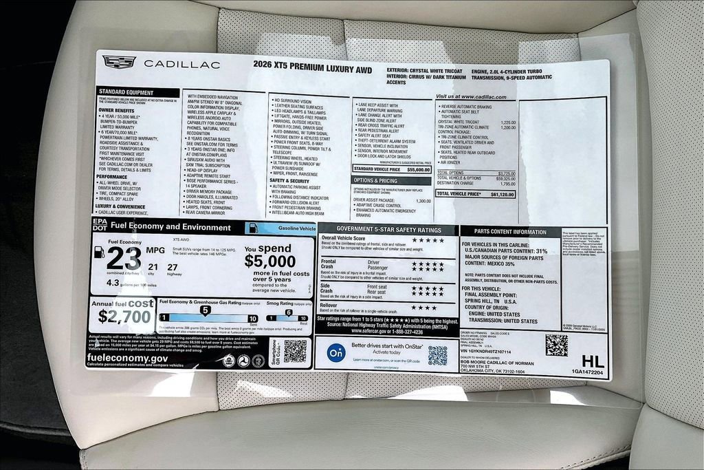 New 2026 Cadillac XT5 Premium Luxury w/ Driver Assist Package image 14
