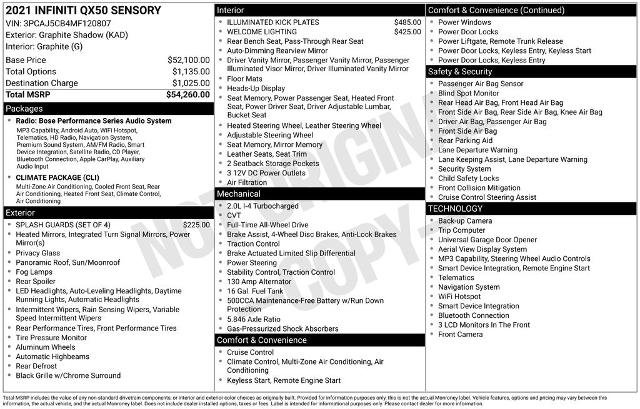 Used 2021 INFINITI QX50 Sensory image 2