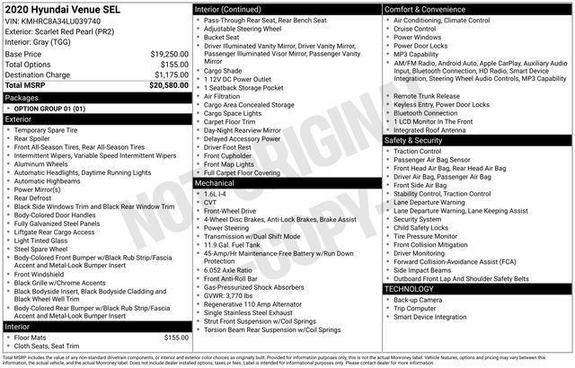 Used 2020 Hyundai Venue SEL image 40