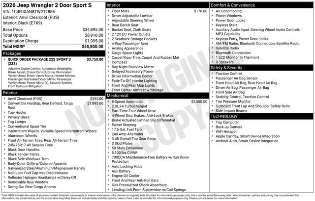 New 2026 Jeep Wrangler Sport S image 27
