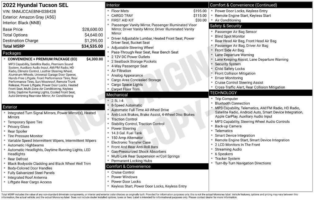 Certified 2022 Hyundai Tucson SEL w/ Convenience + Premium Package AWD/4WD image 15