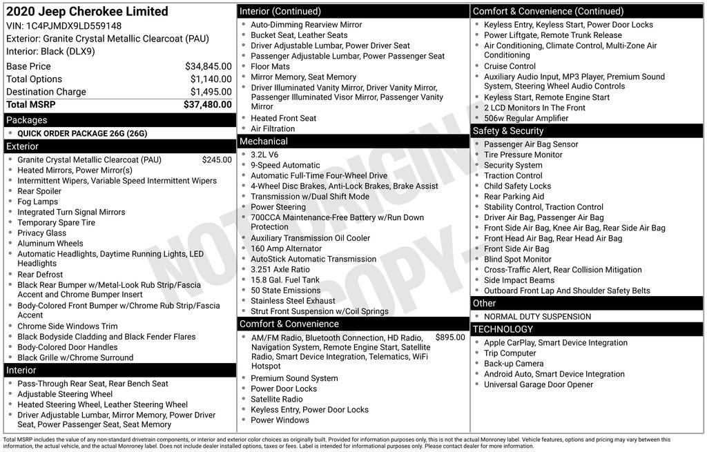 Used 2020 Jeep Cherokee Limited image 34