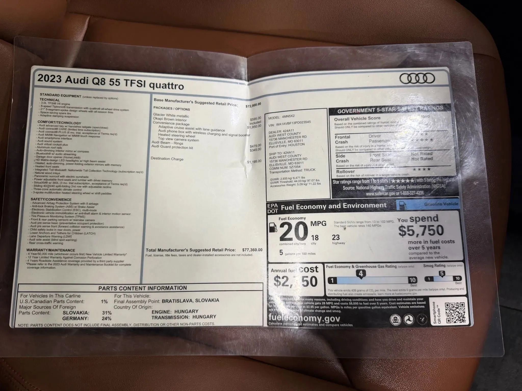 Used 2023 Audi Q8 Premium w/ Convenience Package image 61