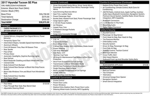 Used 2017 Hyundai Tucson SE Plus w/ Cargo Package FWD image 10