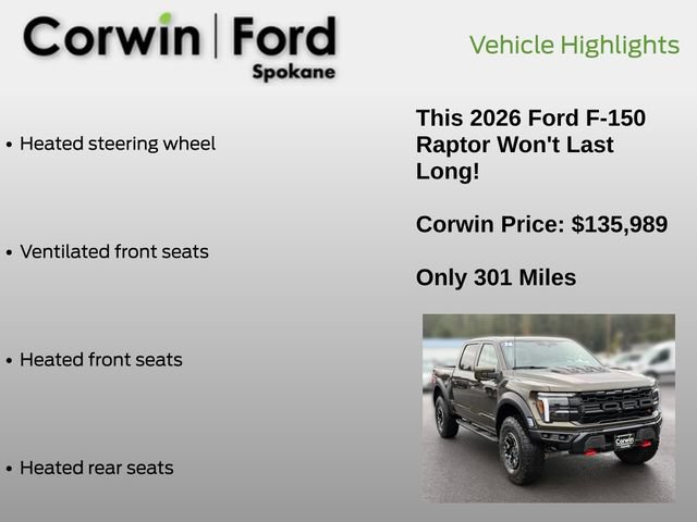 Used 2026 Ford F150 Raptor w/ Equipment Group 803A Raptor R AWD/4WD image 13
