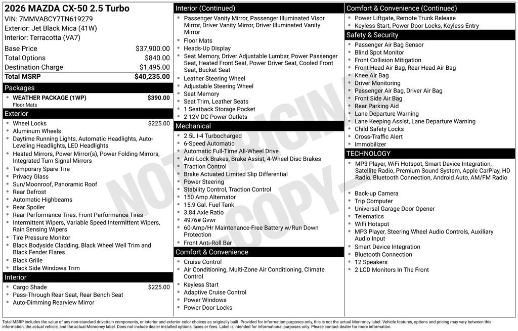 New 2026 MAZDA CX-50 AWD 2.5 S w/ Weather Package image 37