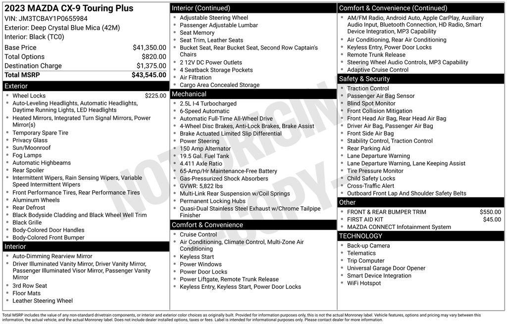 Certified 2023 MAZDA CX-9 Touring Plus image 32