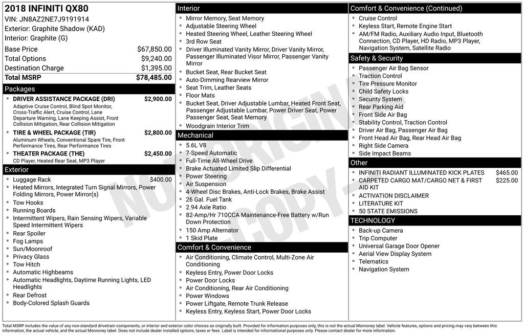 Used 2018 INFINITI QX80 4WD w/ Driver Assistance Package image 61