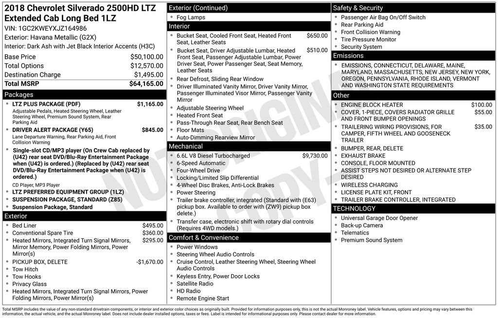 Used 2018 Chevrolet Silverado 2500 LTZ w/ LTZ Plus Package image 2