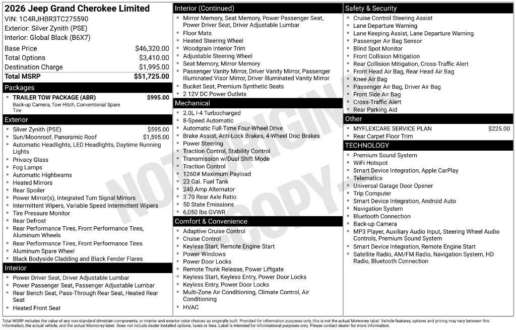 New 2026 Jeep Grand Cherokee Limited w/ Trailer Tow Package AWD/4WD image 34