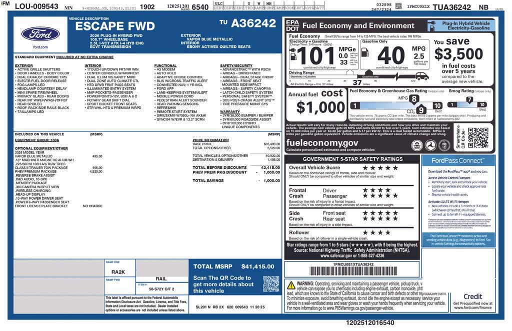 New 2026 Ford Escape SE w/ PHEV Premium Package FWD image 4