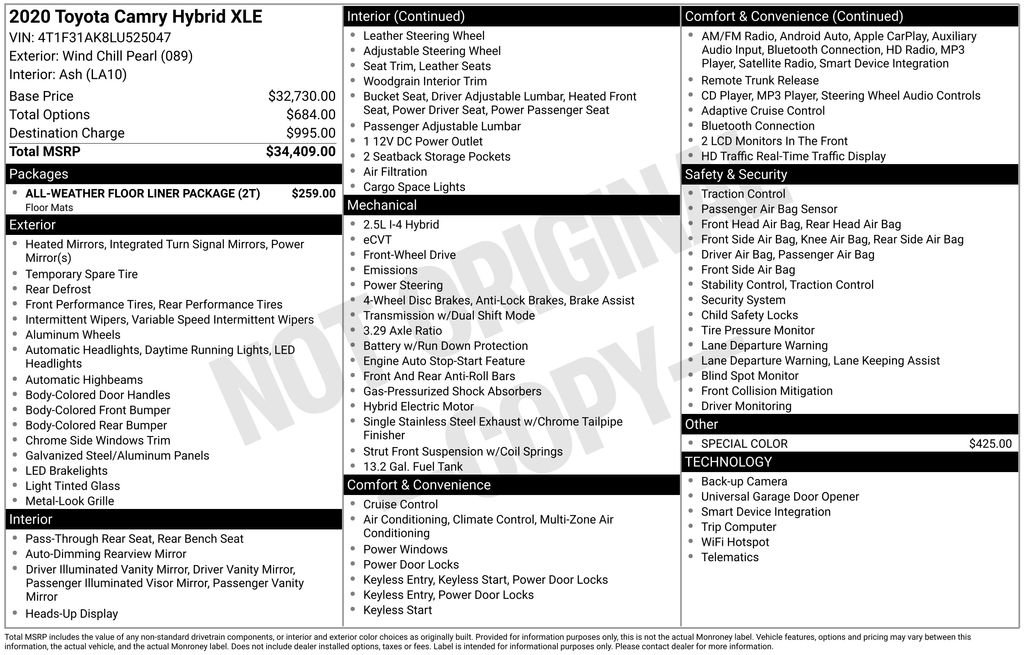 Used 2020 Toyota Camry XLE FWD image 7