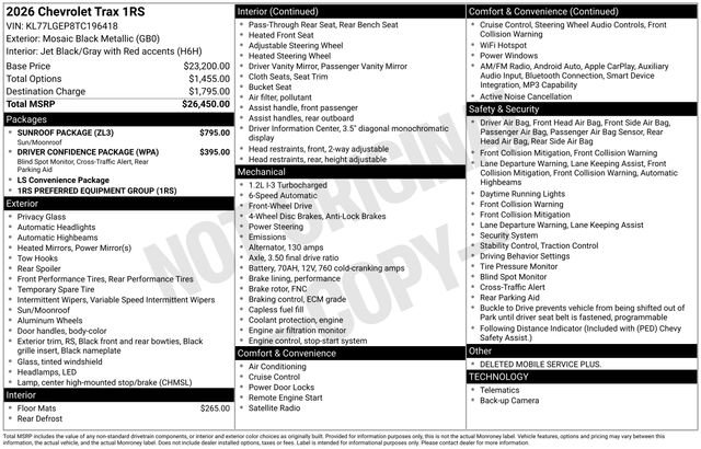 New 2026 Chevrolet Trax RS w/ Sunroof Package FWD image 4