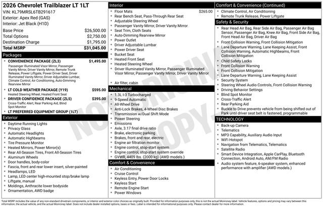 New 2026 Chevrolet TrailBlazer LT w/ Convenience Package AWD/4WD image 26