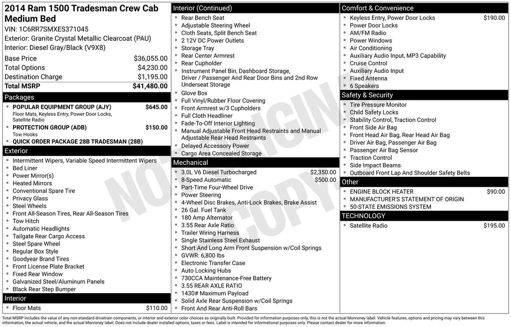 Used 2014 RAM 1500 Tradesman w/ Popular Equipment Group AWD/4WD image 2