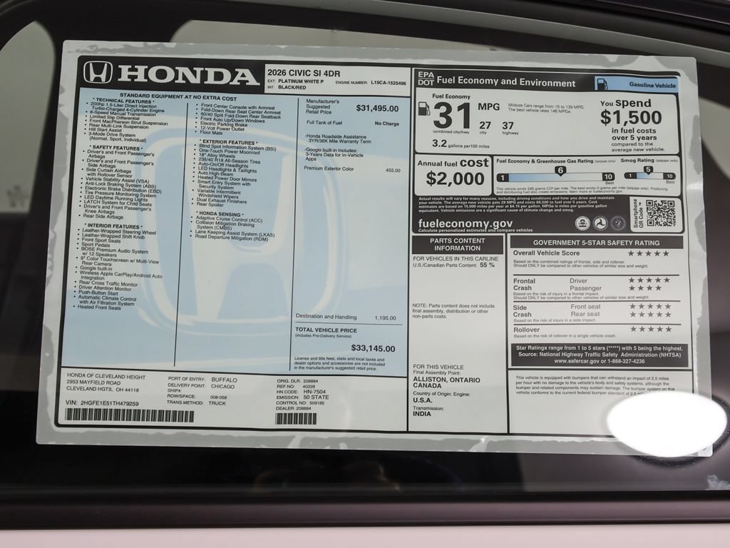 New 2026 Honda Civic Si image 23