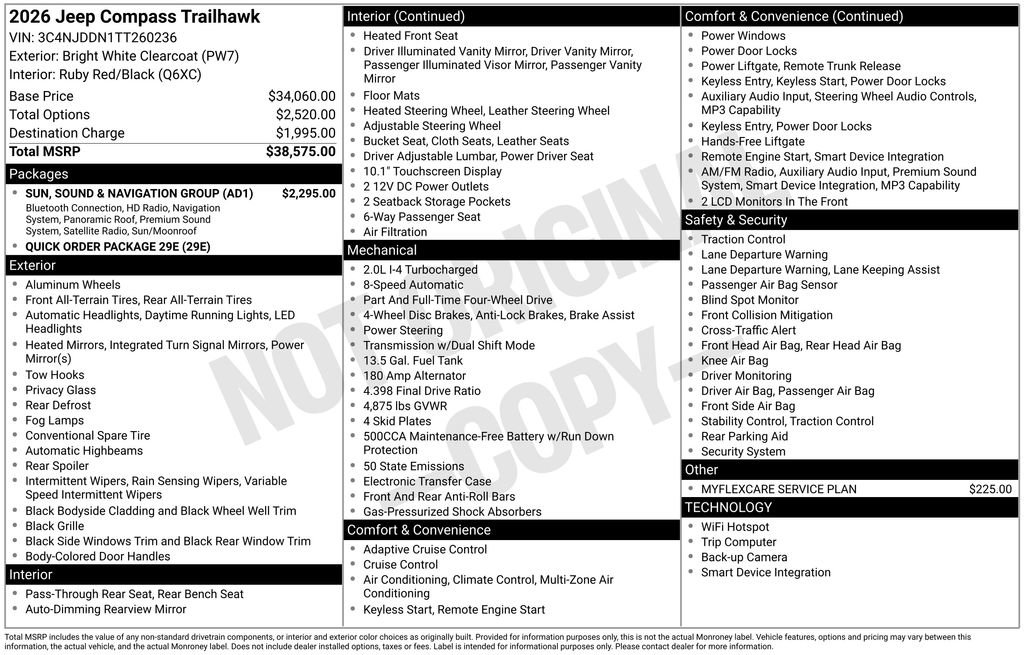 New 2026 Jeep Compass Trailhawk w/ Sun, Sound & Navigation Group AWD/4WD image 26