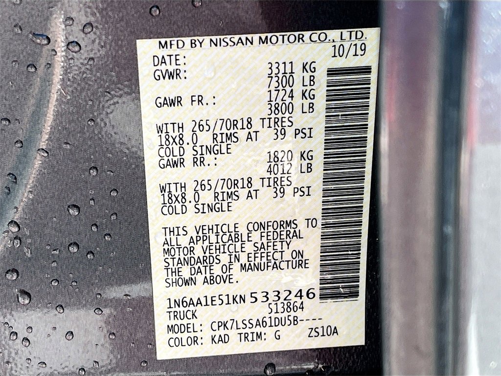 Used 2019 Nissan Titan SV w/ SV Convenience Package image 33