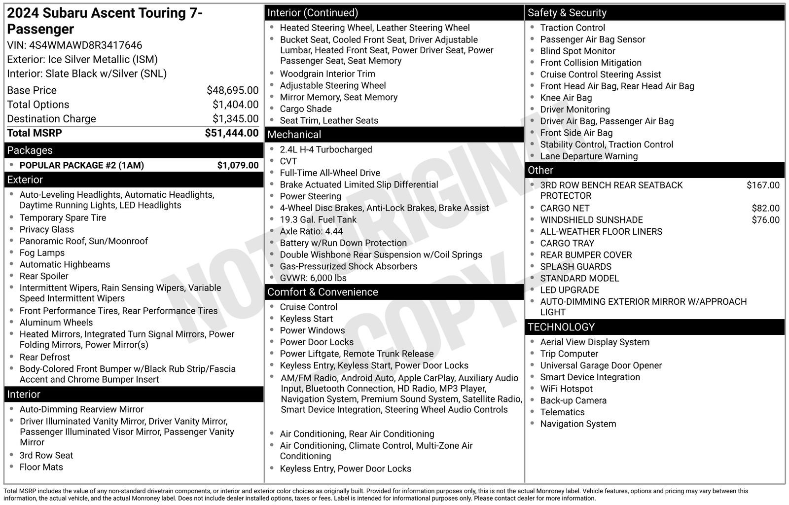 Used 2024 Subaru Ascent Touring w/ Popular Package #2 image 38