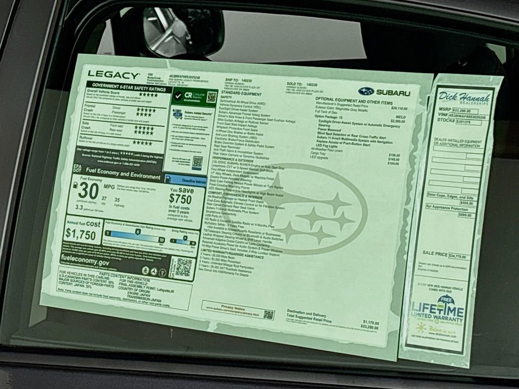 New 2025 Subaru Legacy Premium image 25
