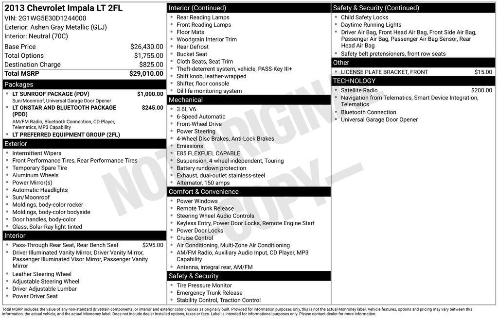 Used 2013 Chevrolet Impala LT w/ LT Sunroof Package image 4