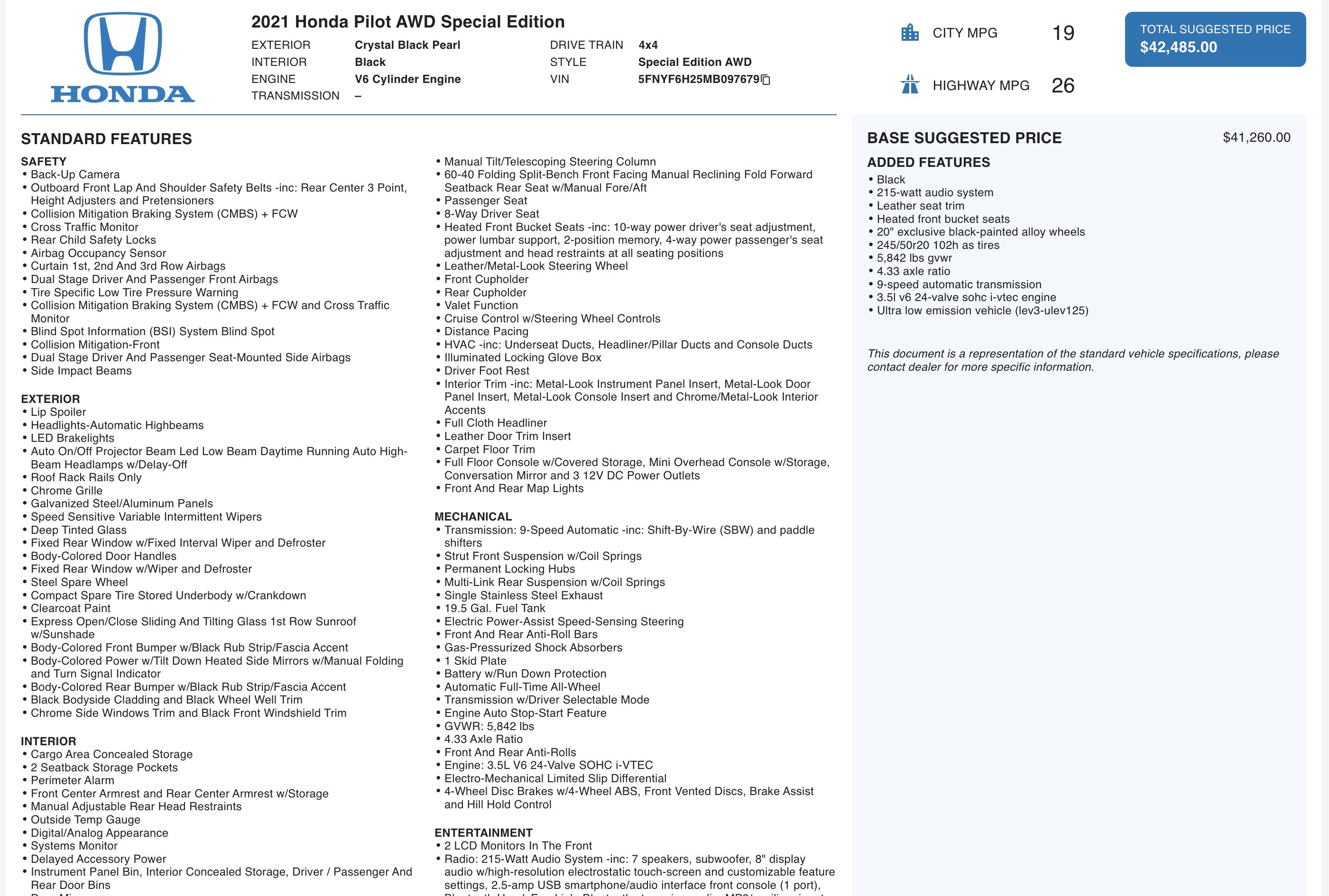 Used 2021 Honda Pilot Special Edition image 5