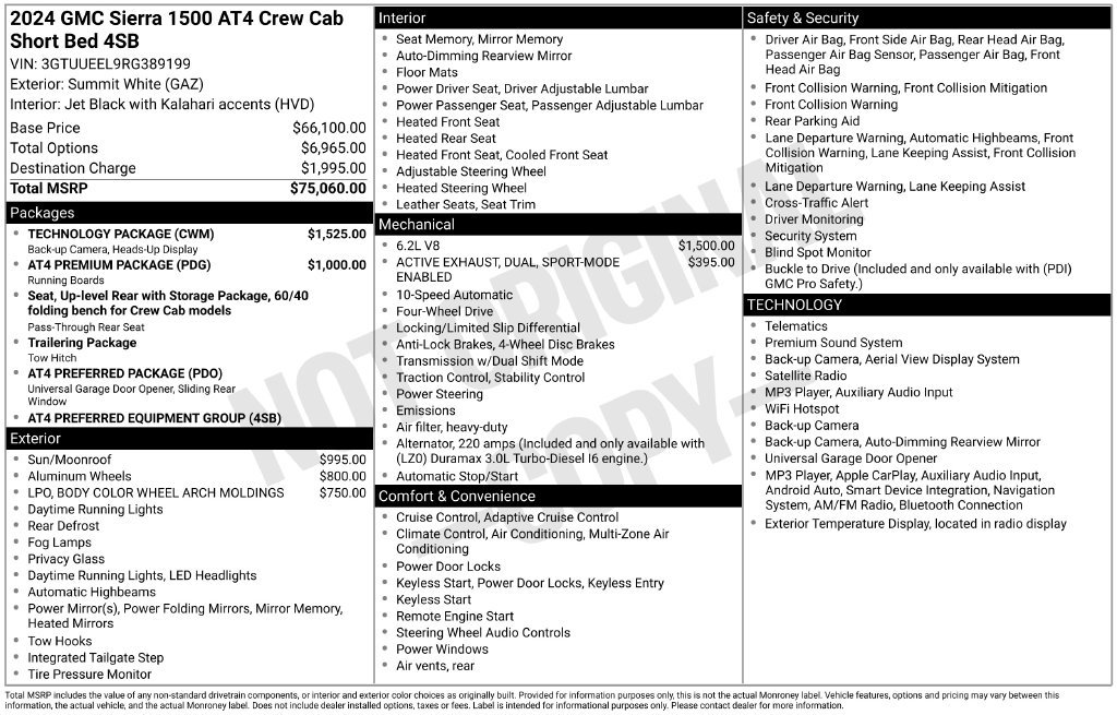 Used 2024 GMC Sierra 1500 AT4 w/ Technology Package AWD/4WD image 6