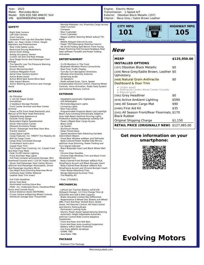 Used 2023 Mercedes-Benz EQS 580 4MATIC SUV image 2