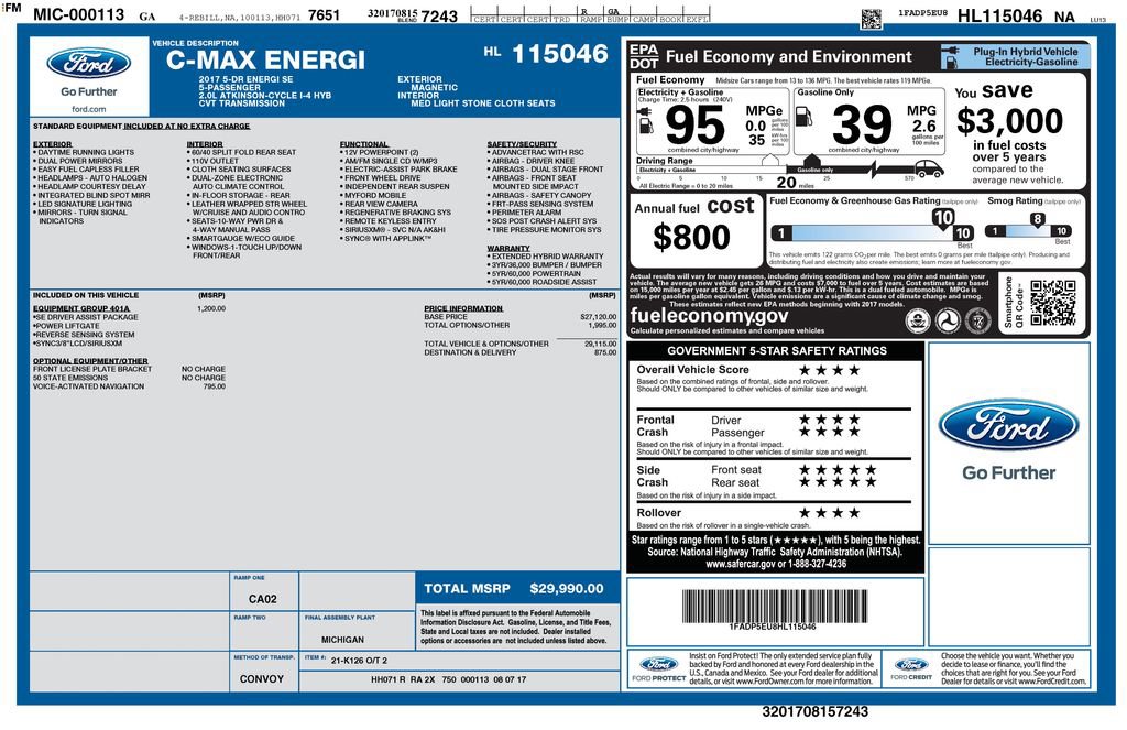 Used 2017 Ford C-MAX Energi SE w/ Equipment Group 401A image 3